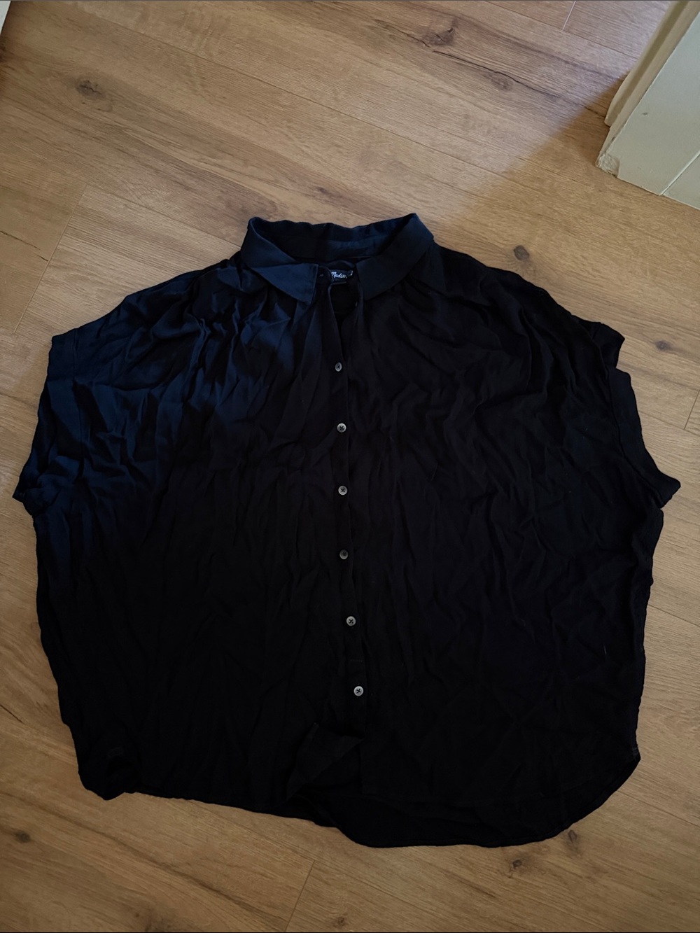 Madewell XL Black short sleeve collared button up shirt top